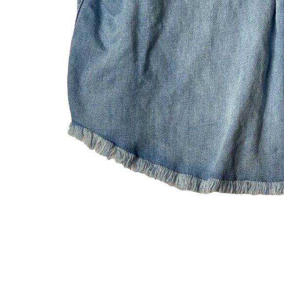 Anthropologie Holding Horses Women Small Denim Blue Frayed Hem Tunic Linen Blend - Picture 2 of 8